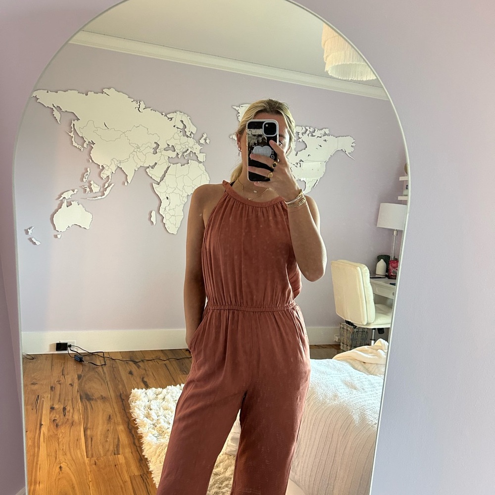 Women's Sleeveless Jumpsuit in Rust